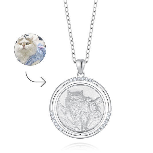 Cat Relief Art Necklace - Custom Pet Keepsake Pendant