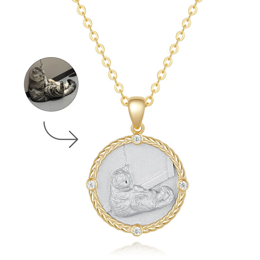 Cat Relief Round Pendant - Custom Pet Keepsake Necklace