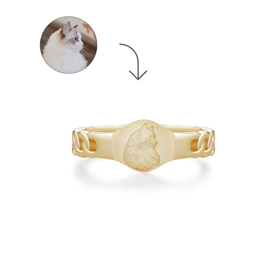 Personalized Pet Relief Ring - Custom Cat Portrait Ring