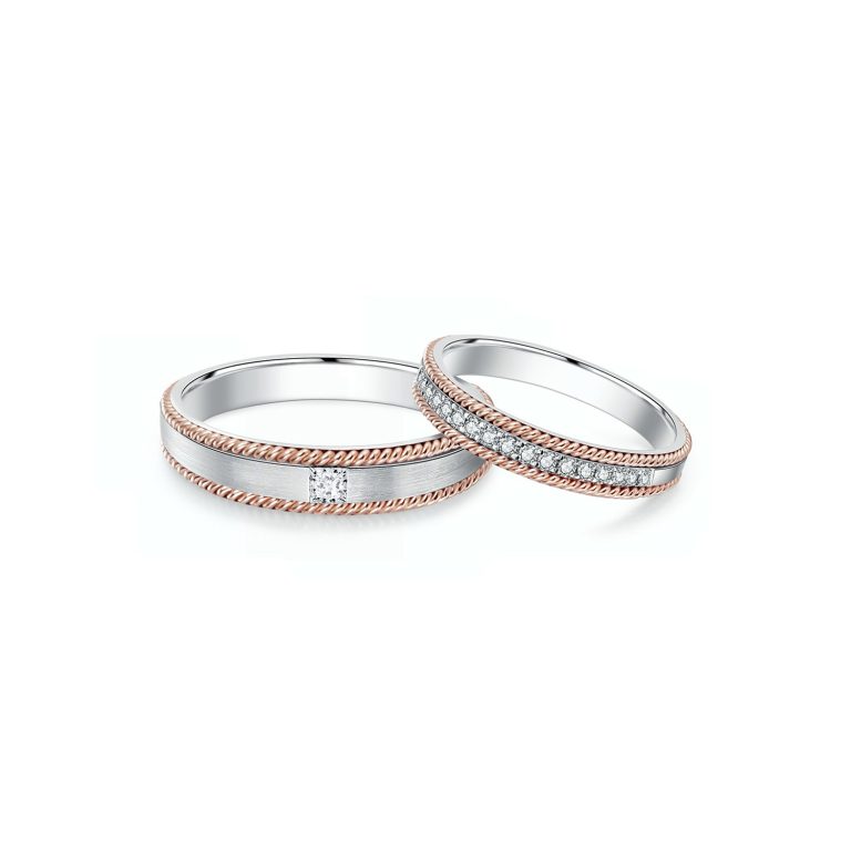 18k Rose Gold and 18k White Gold Exquisite Diamond Couple Rings (JR2012)