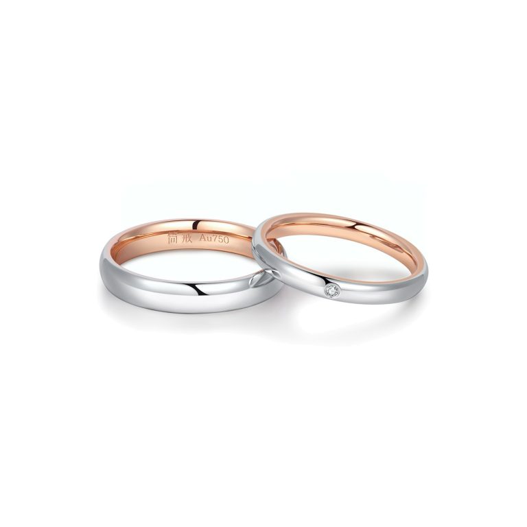 18k White Gold and Rose Gold Wedding Bands (JR2049)