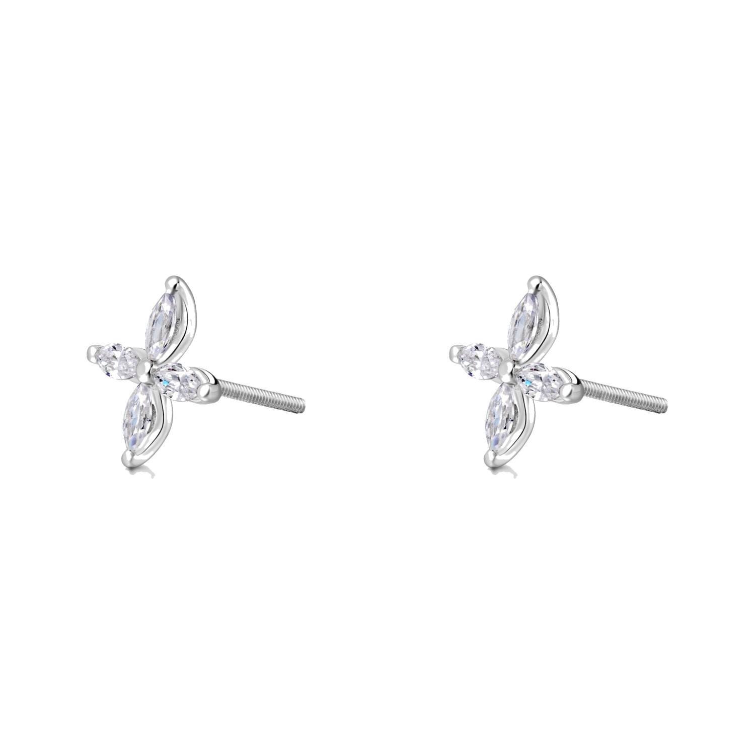 Marquise Petal Diamond Stud Earrings