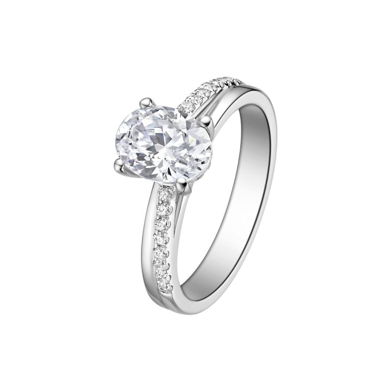 Oval Pavé Solitaire